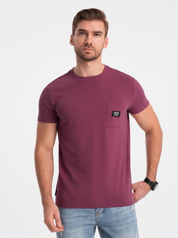 Ombre Ombre Men's casual t-shirt with patch pocket - dark pink