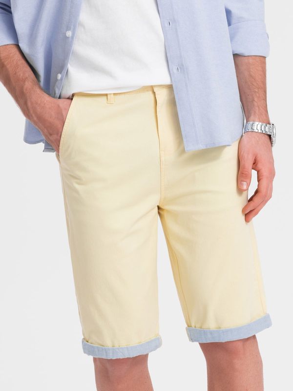Ombre Ombre Men's chinos shorts with denim trim
