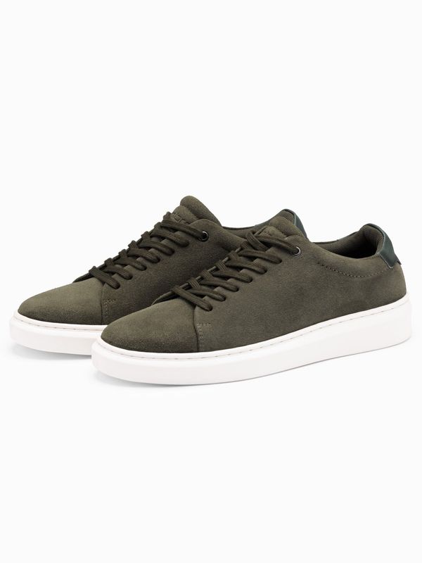 Ombre Ombre Men's classic soft suede sneaker shoes - dark olive