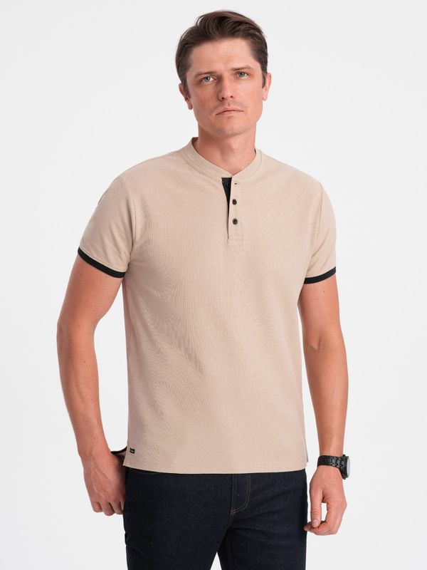Ombre Ombre Men's collarless polo shirt - beige