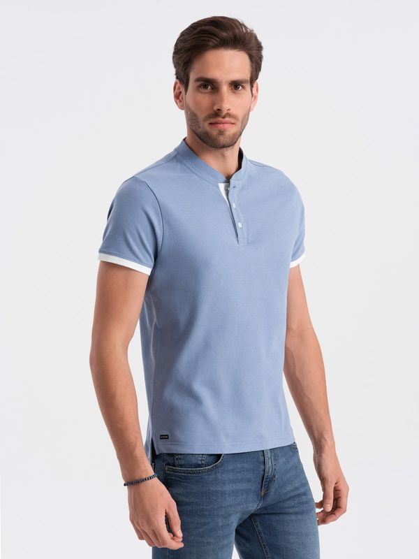 Ombre Ombre Men's collarless polo shirt - blue