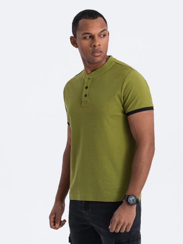 Ombre Ombre Men's collarless polo shirt - olive