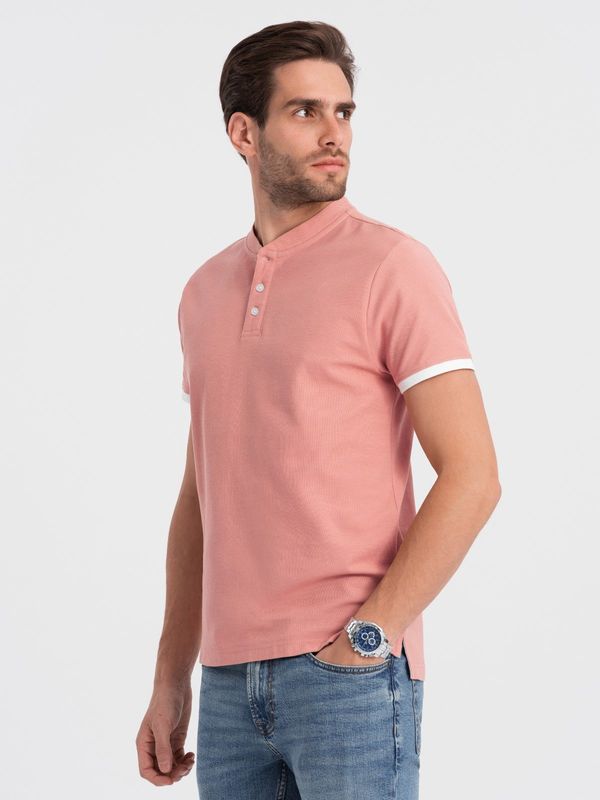 Ombre Ombre Men's collarless polo shirt - pink