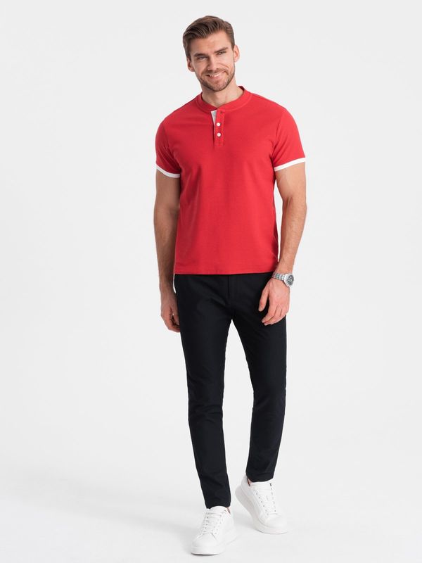 Ombre Ombre Men's collarless polo shirt - red