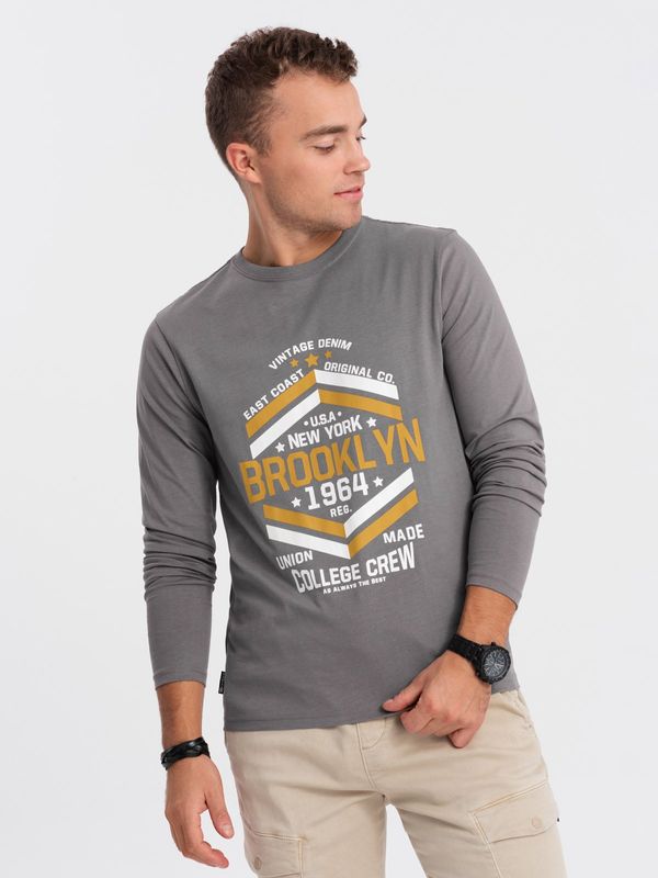 Ombre Ombre Men's collegiate style printed longsleeve - grey
