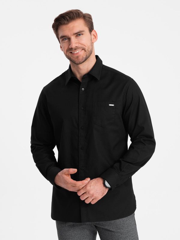 Ombre Ombre Men's cotton shirt with pocket REGULAR FIT - black