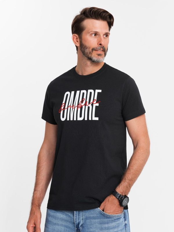 Ombre Ombre Men's cotton t-shirt with double logo - black