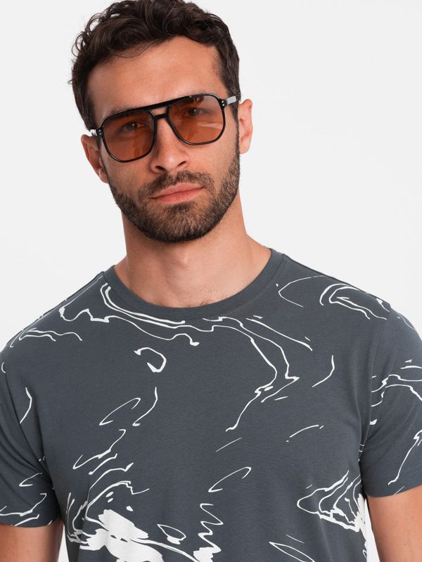 Ombre Ombre Men's cotton t-shirt with esy-flores - graphite