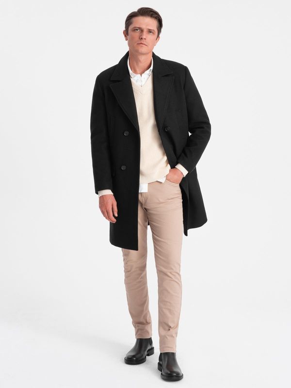 Ombre Ombre Men's double-breasted lined coat - black
