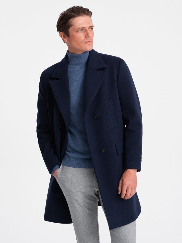 Ombre Ombre Men's double-breasted lined coat - navy blue