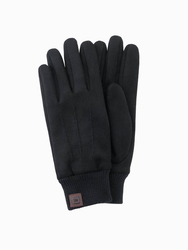 Ombre Ombre Men's eco suede gloves with welt - black