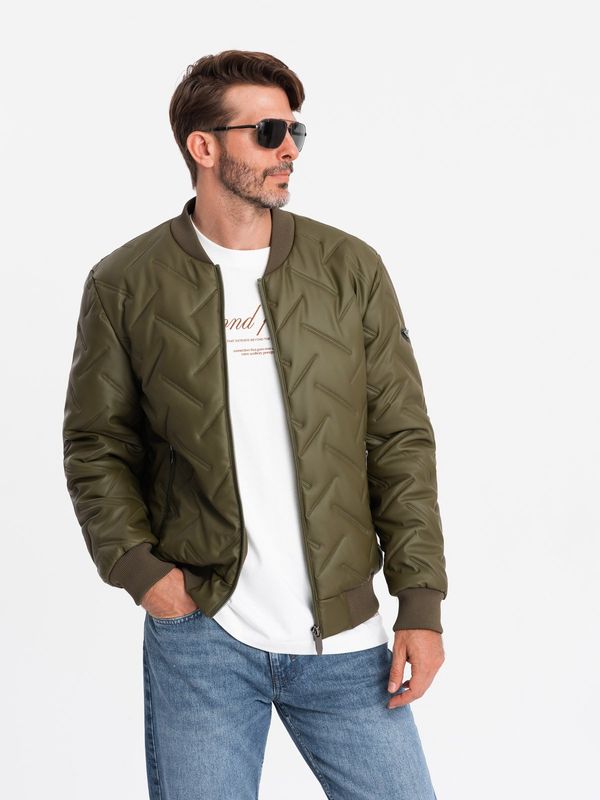 Ombre Ombre Men's embossed bomber jacket - olive