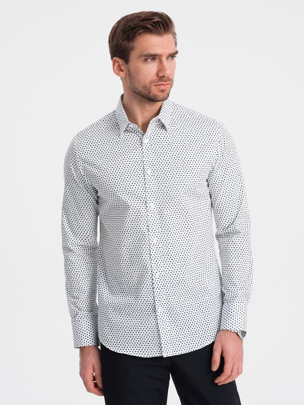 Ombre Ombre Men's fine pattern SLIM FIT shirt - white