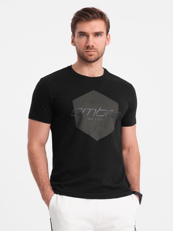 Ombre Ombre Men's geometric and logo printed cotton t-shirt - black