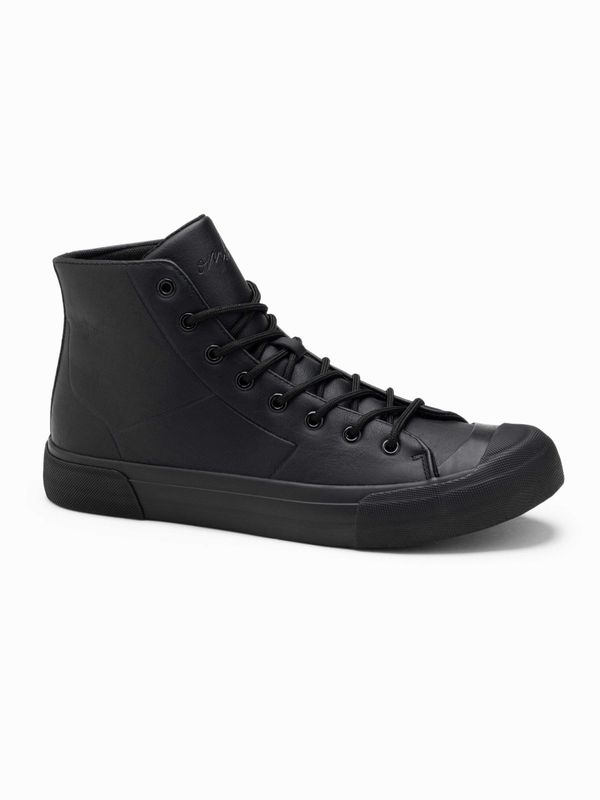 Ombre Ombre Men's high-top sneakers with rubber toe - black