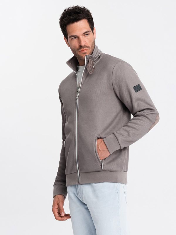 Ombre Ombre Men's jacket with high collar and fleece lining - ash