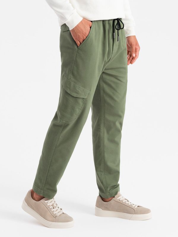 Ombre Ombre Men's knit joggers with cargo pockets - olive