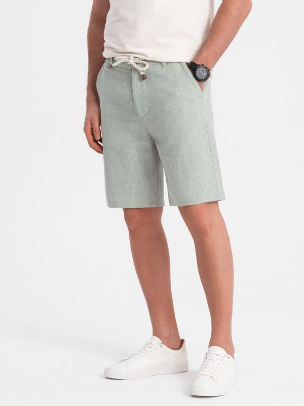 Ombre Ombre Men's knit shorts in linen and cotton - light green