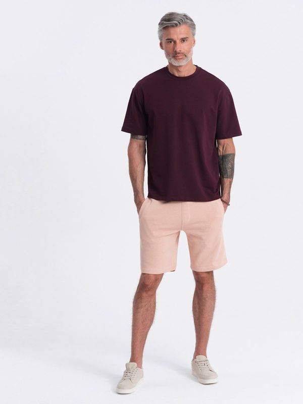 Ombre Ombre Men's knit shorts with drawstring and pockets - powder pink