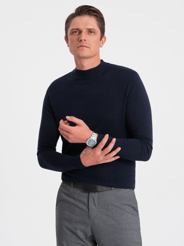 Ombre Ombre Men's knitted half-golf with viscose - navy blue