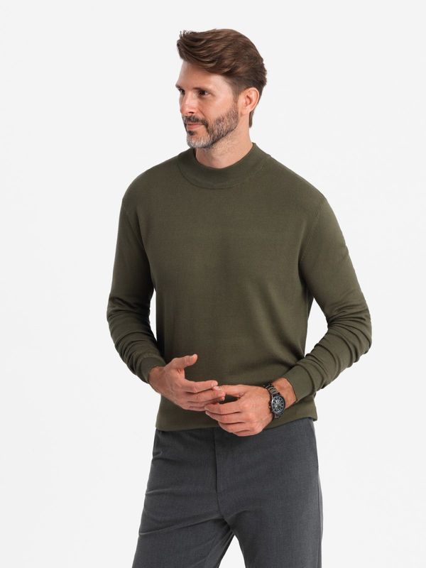 Ombre Ombre Men's knitted half turtleneck with viscose - mustard