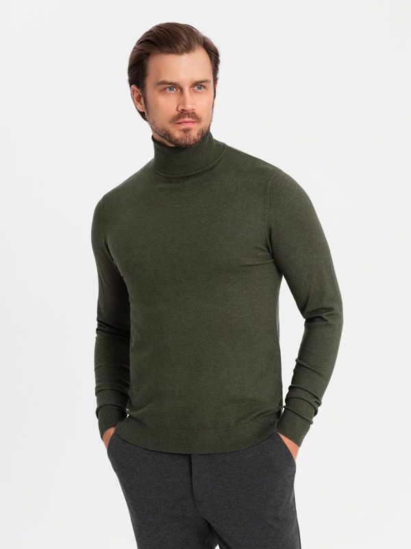 Ombre Ombre Men's knitted turtleneck with viscose - dark grey