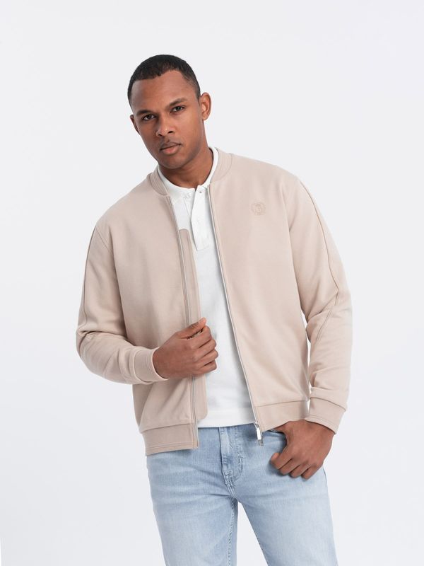 Ombre Ombre Men's lightweight bomber jacket with logo lining - light beige