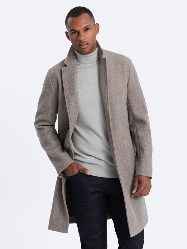 Ombre Ombre Men's lightweight single-breasted coat - light brown