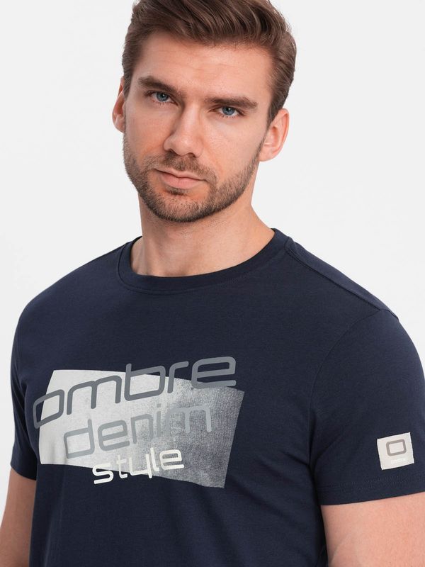 Ombre Ombre Men's logo cotton t-shirt - navy blue