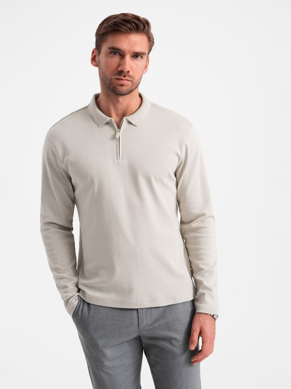 Ombre Ombre Men's longsleeve with zippered polo collar - ash