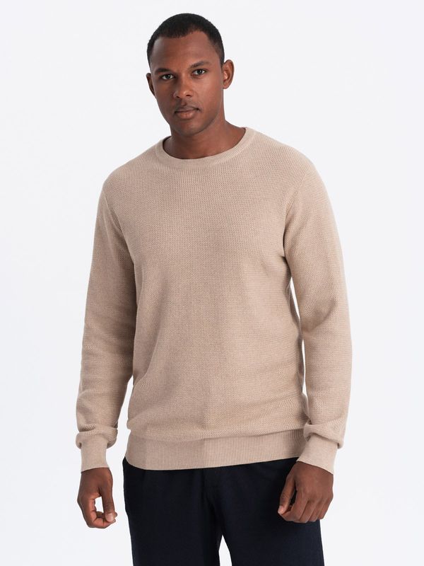 Ombre Ombre Men's mélange structured knit sweater - sand