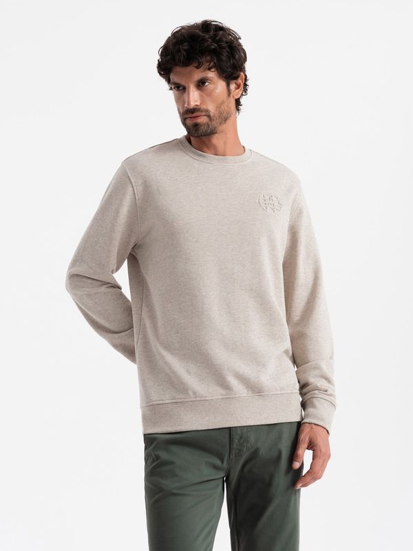 Ombre Ombre Men's mélange sweatshirt with embroidered logo - beige