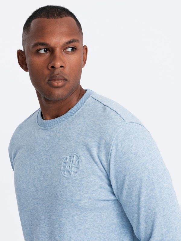 Ombre Ombre Men's mélange sweatshirt with embroidered logo - blue