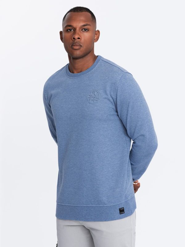 Ombre Ombre Men's mélange sweatshirt with embroidered logo - indigo