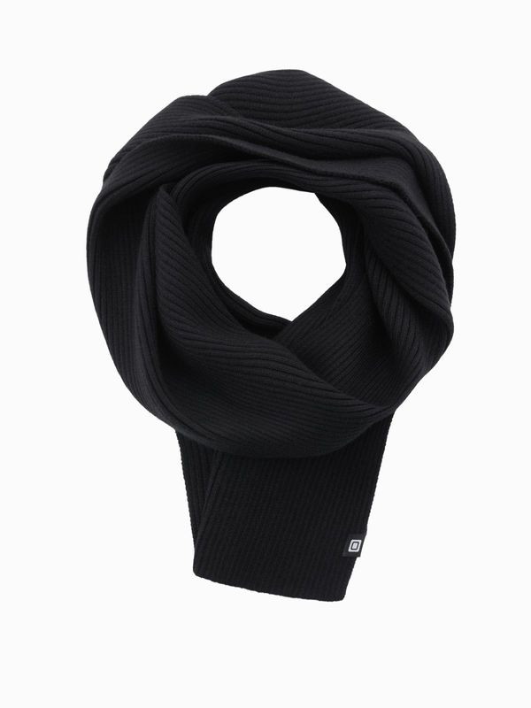 Ombre Ombre Men's monochromatic ribbed knit scarf - black