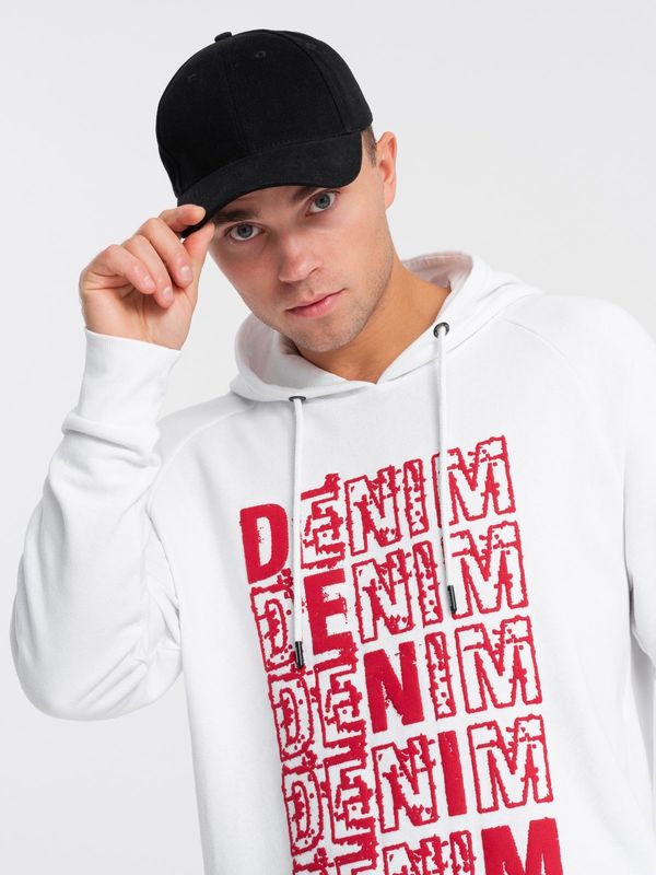 Ombre Ombre Men's non-stretch kangaroo sweatshirt with hood and print - white