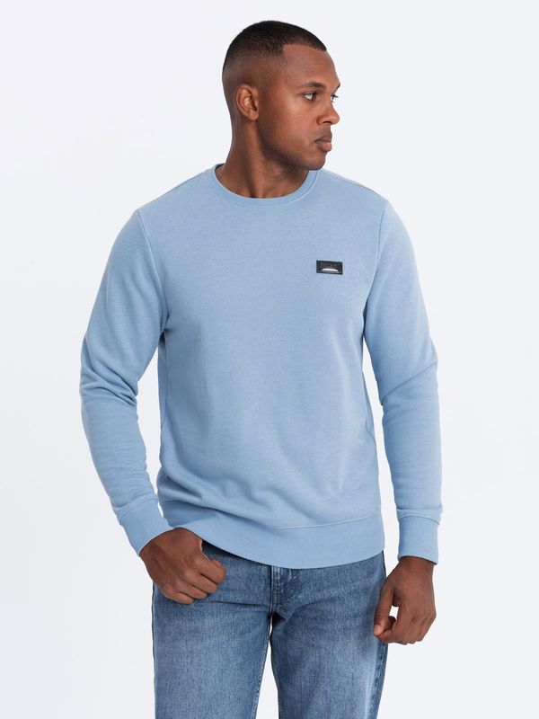 Ombre Ombre Men's non-stretch sweatshirt with metal pin - blue