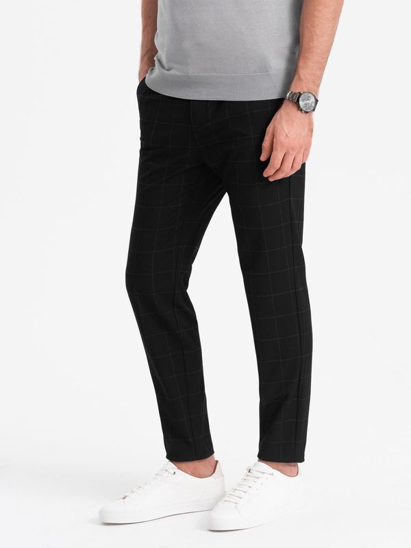 Ombre Ombre Men's pants with a classic cut in a delicate check - black