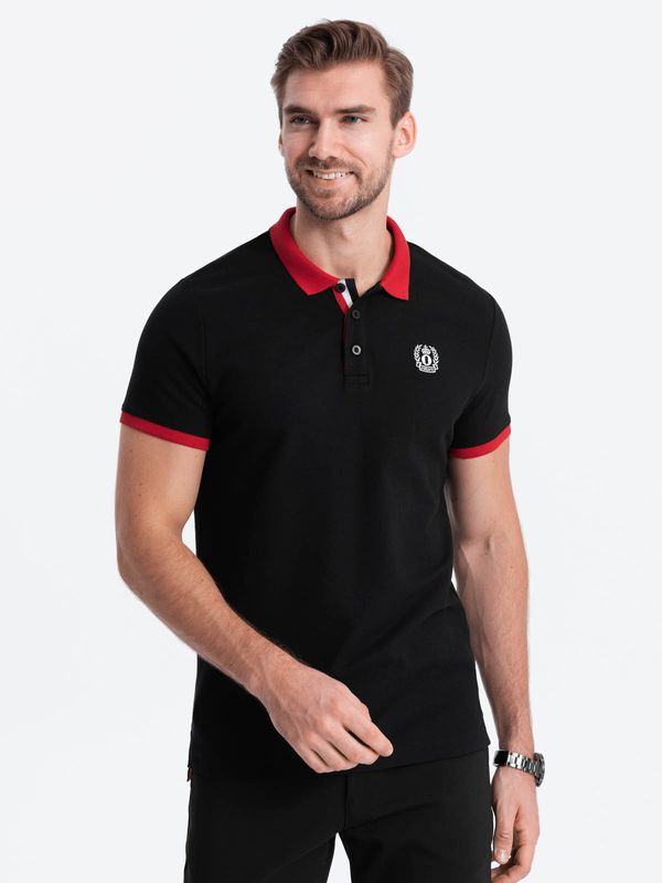 Ombre Ombre Men's polo shirt with colored accents - black