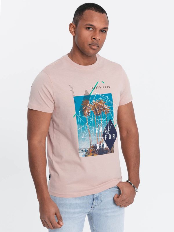 Ombre Ombre Men's printed cotton t-shirt California - pink