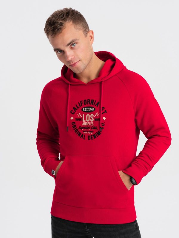 Ombre Ombre Men's printed kangaroo sweatshirt - red