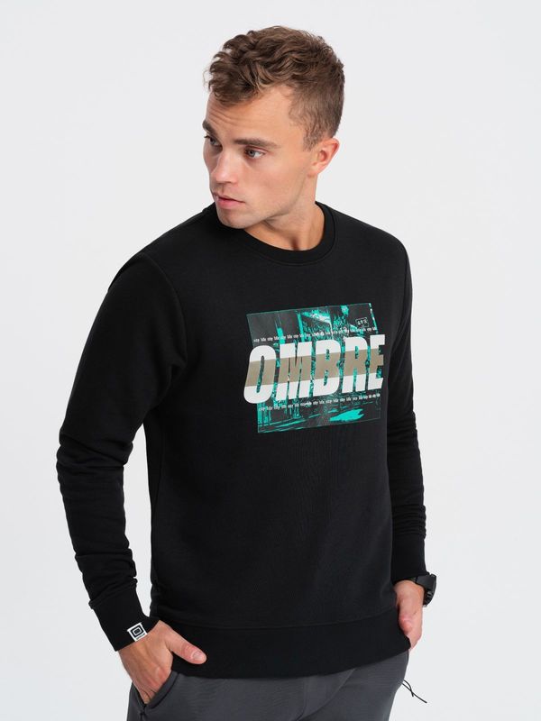 Ombre Ombre Men's printed sweatshirt worn over the head - black