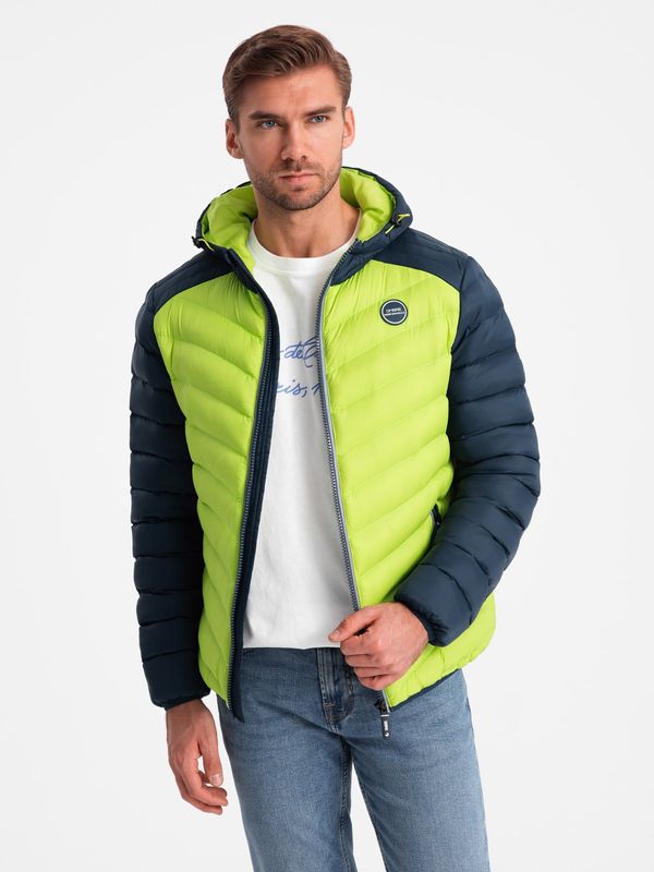 Ombre Ombre Men's quilted nylon sports style jacket - lime green