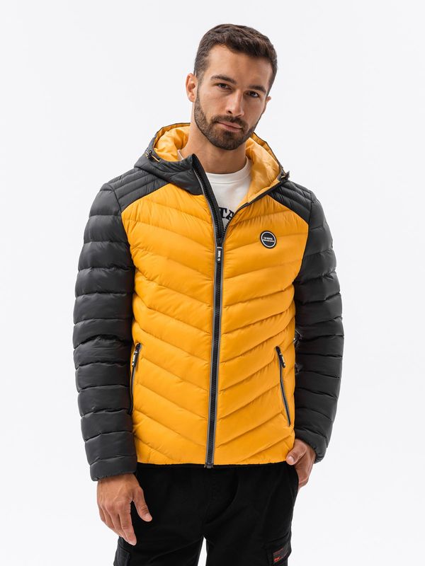 Ombre Ombre Men's quilted sports jacket - mustard