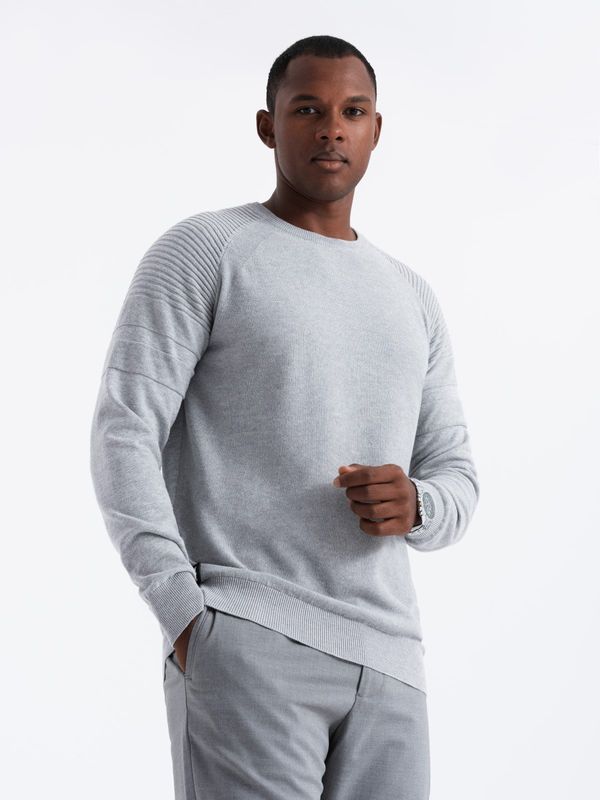 Ombre Ombre Men's raglan sweater with ribbed sleeves - grey melange