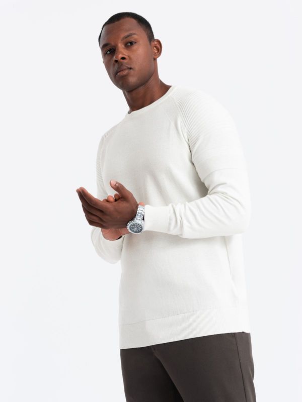 Ombre Ombre Men's raglan sweater with ribbed sleeves - white