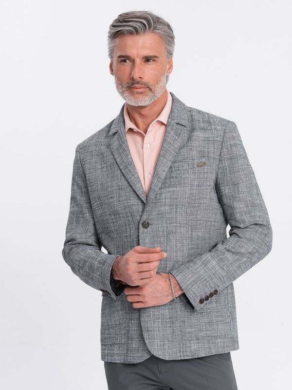 Ombre Ombre Men's REGULAR cut jacket with linen - graphite