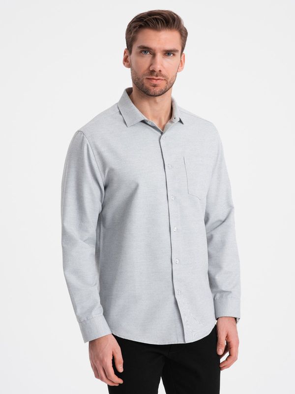 Ombre Ombre Men's shirt with pocket REGULAR FIT - light grey melange