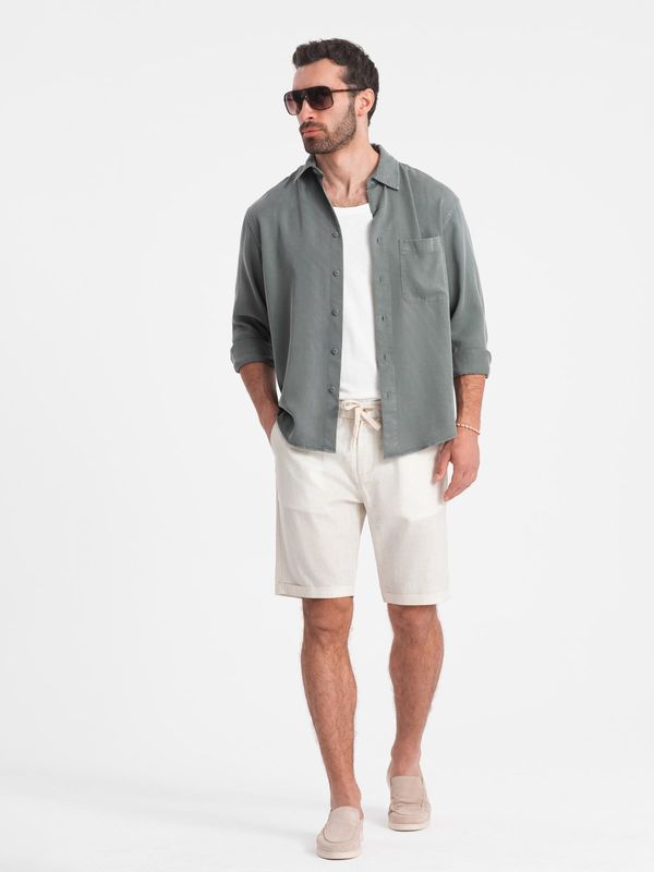 Ombre Ombre Men's short shorts with linen - cream