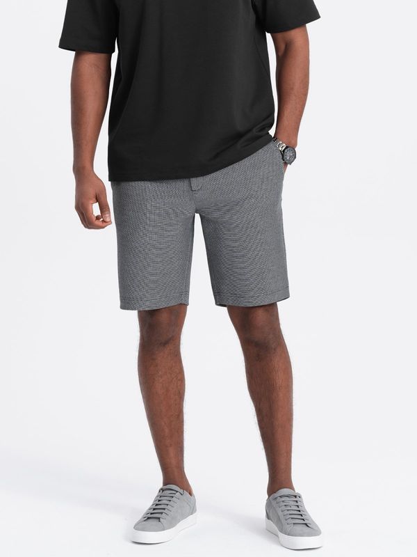Ombre Ombre Men's shorts made of two-tone melange knit fabric - black